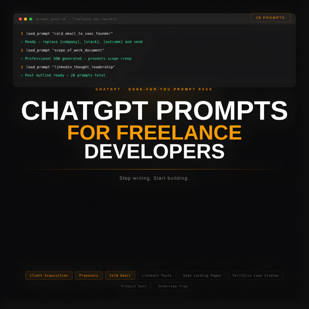 ChatGPT Prompts for Freelance Developers – 28 Done-For-You Prompts